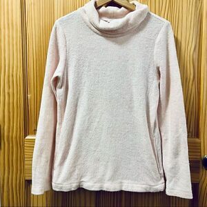 J Crew pink white textured cowl neck pullover sweater top shirt with pockets S